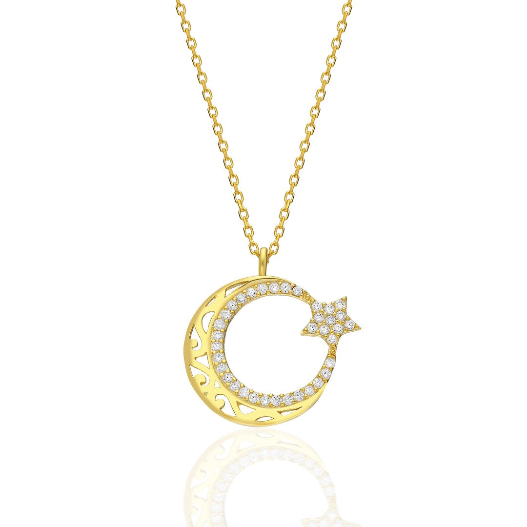 14K GOLD Patterned Star Necklace