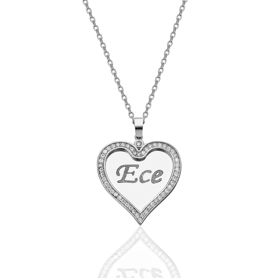 Letter - Heart Necklace with Plated Stones