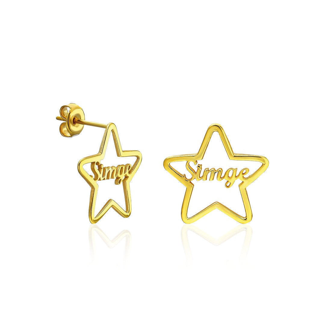 14K GOLD Named Star Earrings