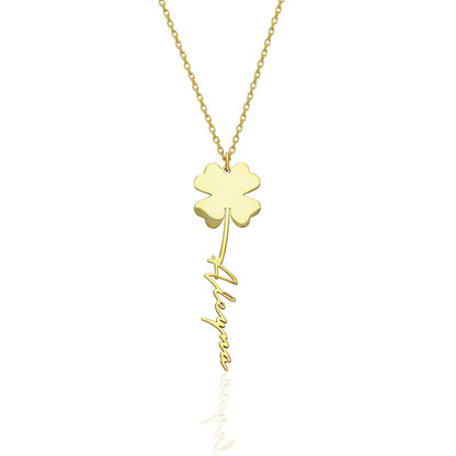 Name Necklace - Lucky Clover Necklace with Handwritten Name