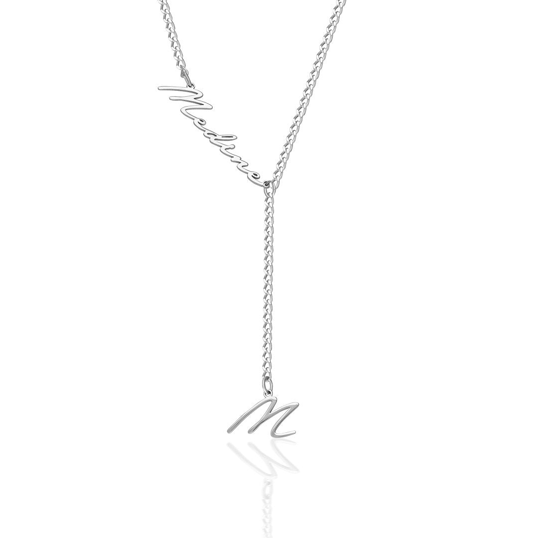 Name Necklace -Y shaped necklace with letter signature name