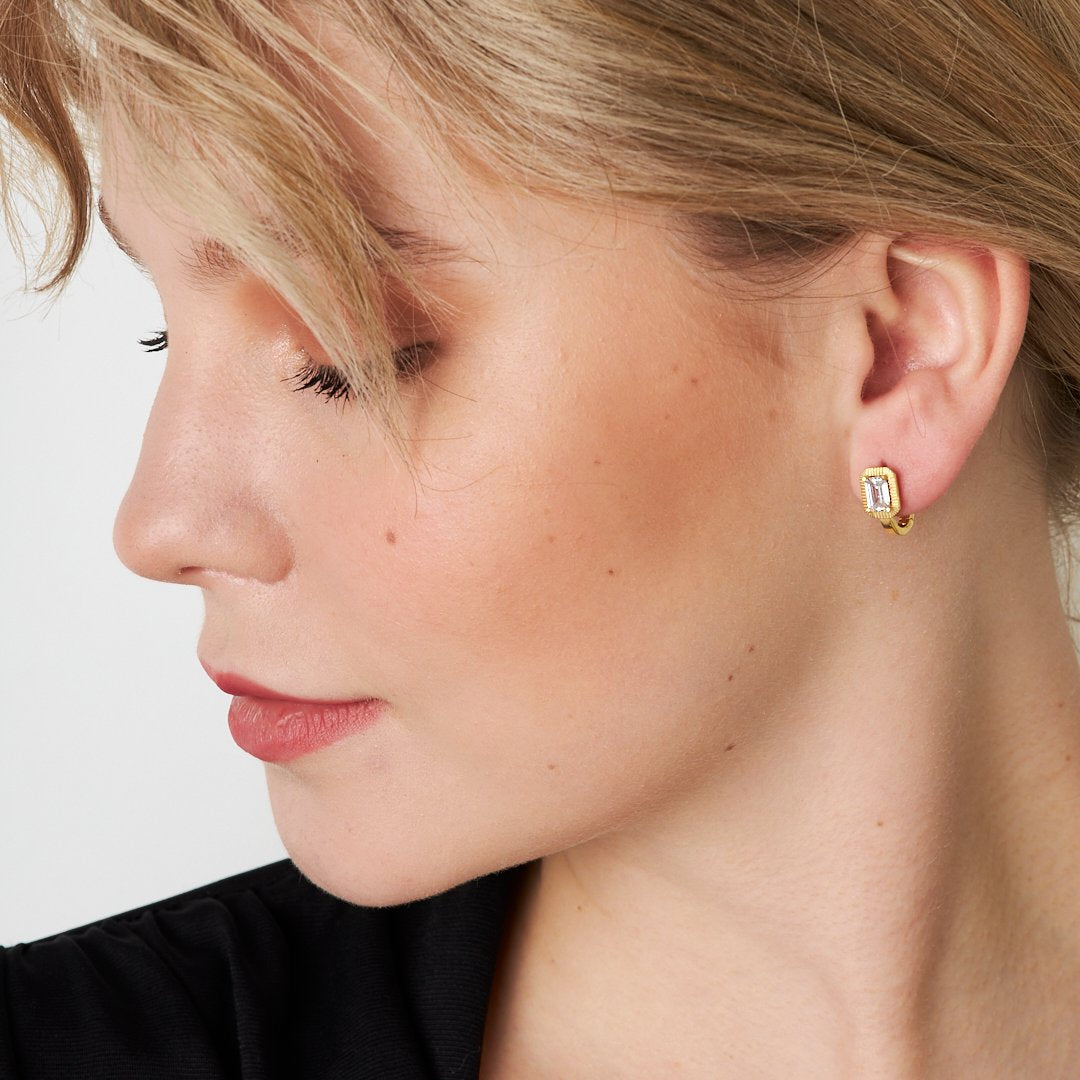 14K GOLD Baguette Earrings Elegance