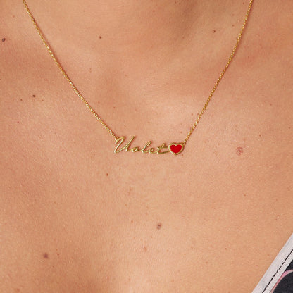 Red Heart Name Necklace