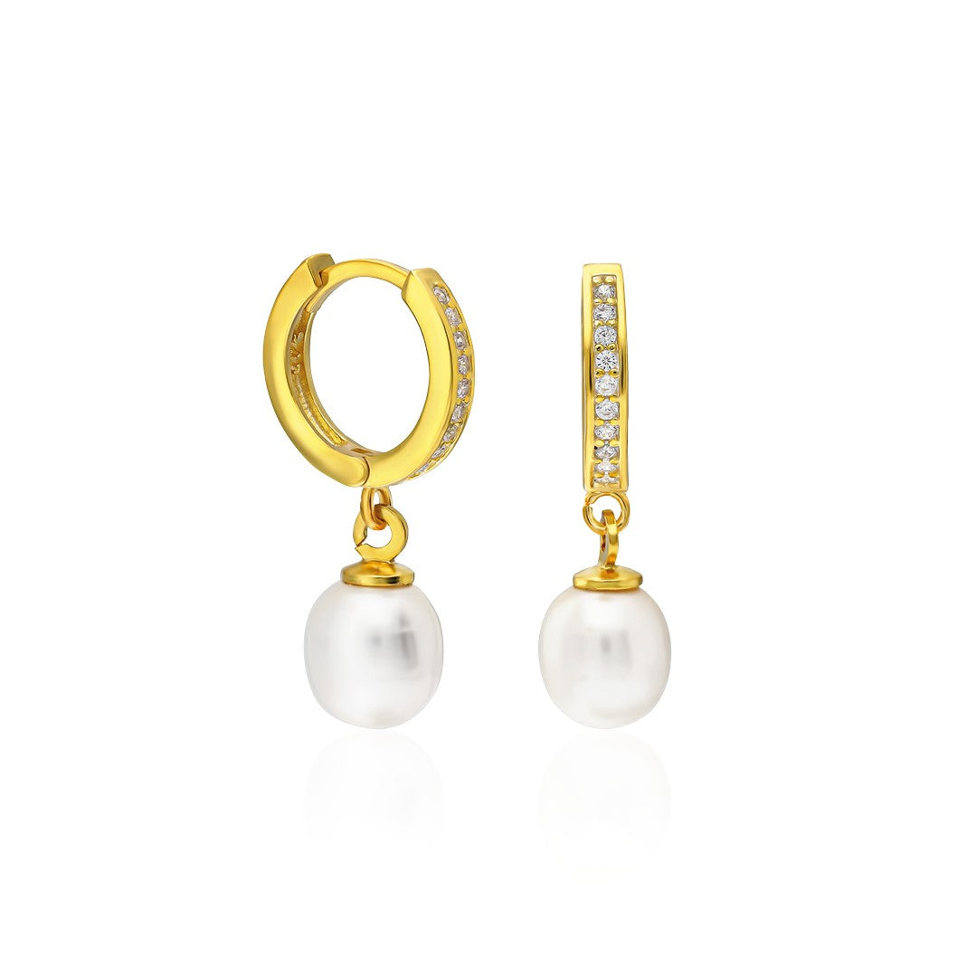 hoop earrings with pearl stones