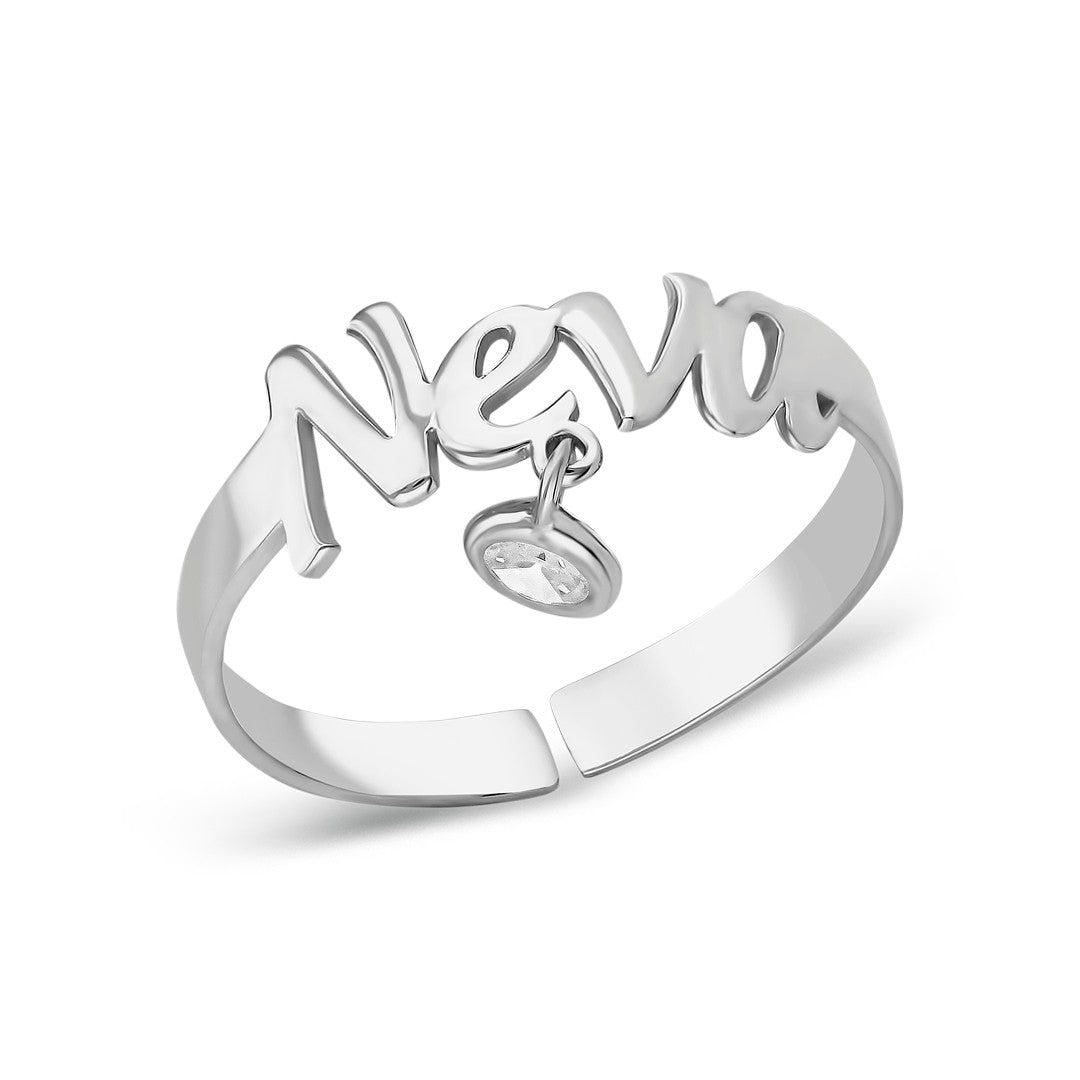 14K GOLD solitaire name ring