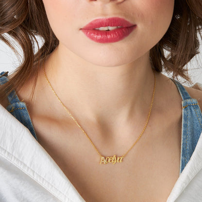 Letters - Horizontal Name Necklace with Initial Stones