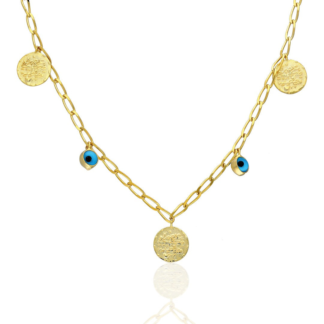 14K GOLD Evil Eye reşat Necklace