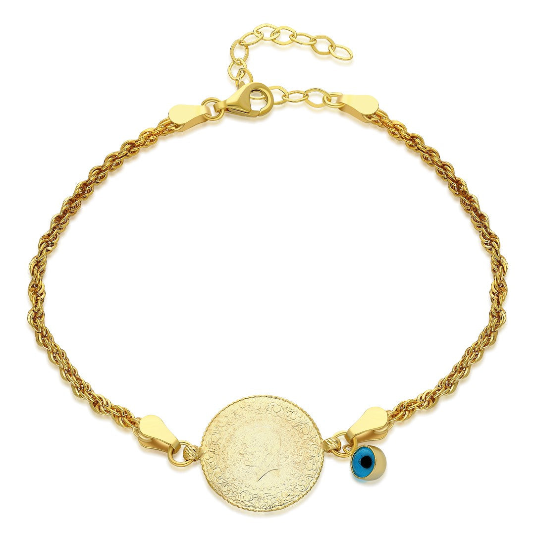 Evil Eye Quarter Twist Chain Bracelet