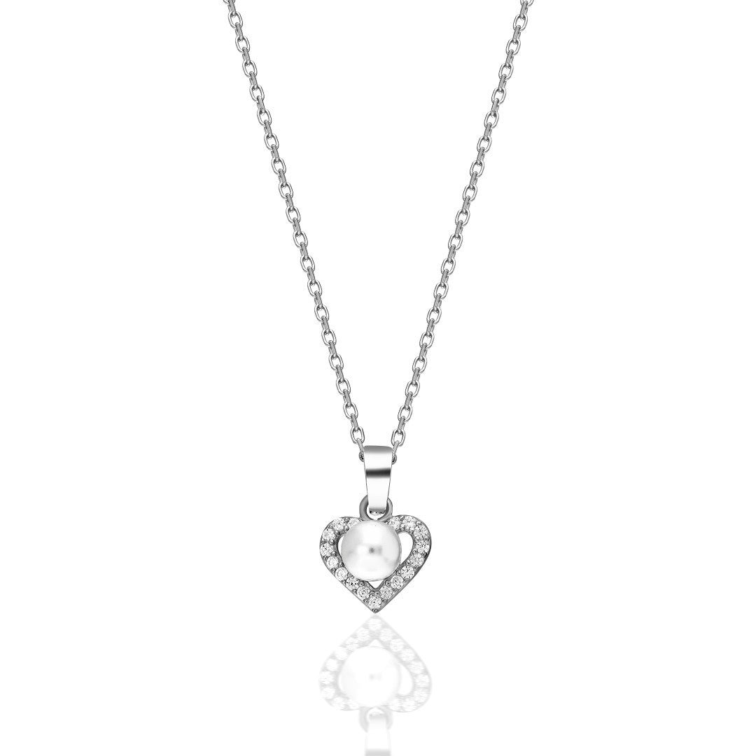 heart necklace with pearl stones