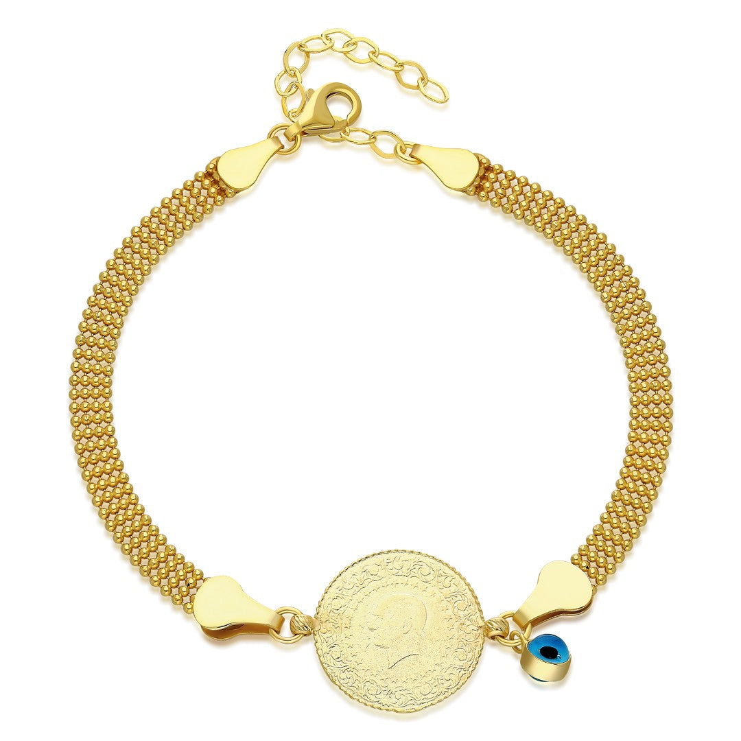 Evil Eye Quarter Ball Chain Bracelet