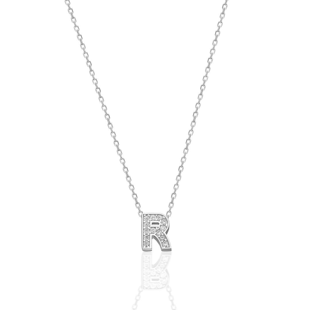 14K GOLD Minimal Letter Necklace with Stones