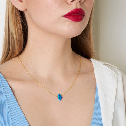 14K GOLD Original Blue simple opal fatma hand chain