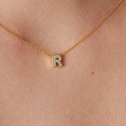 Letters - Minimal Letter Necklace with Stones