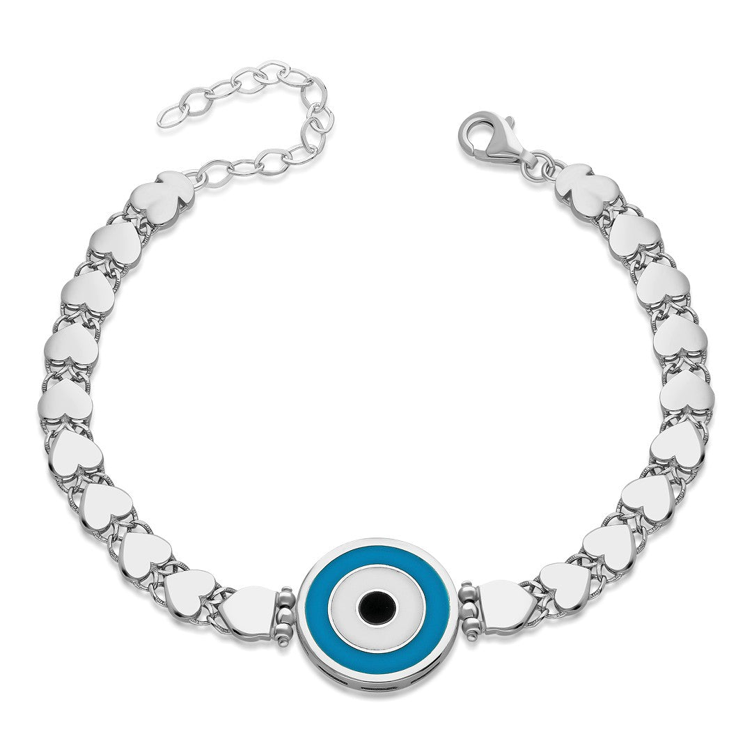 heart row chain evil eye bracelet