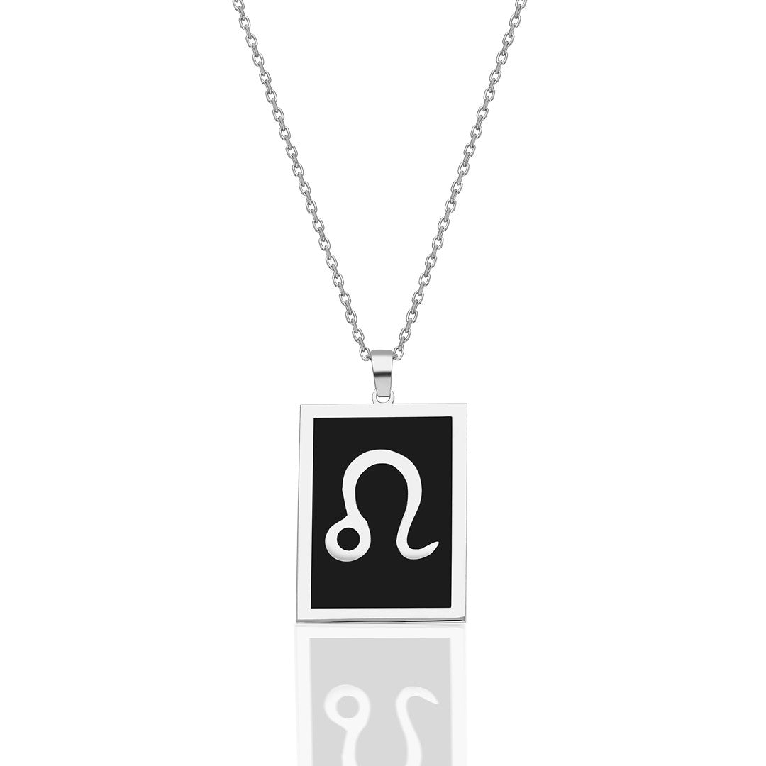 Colorful Rectangular Leo Zodiac Sign Necklace