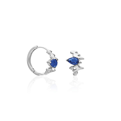 Navy blue drop earrings with solitaire