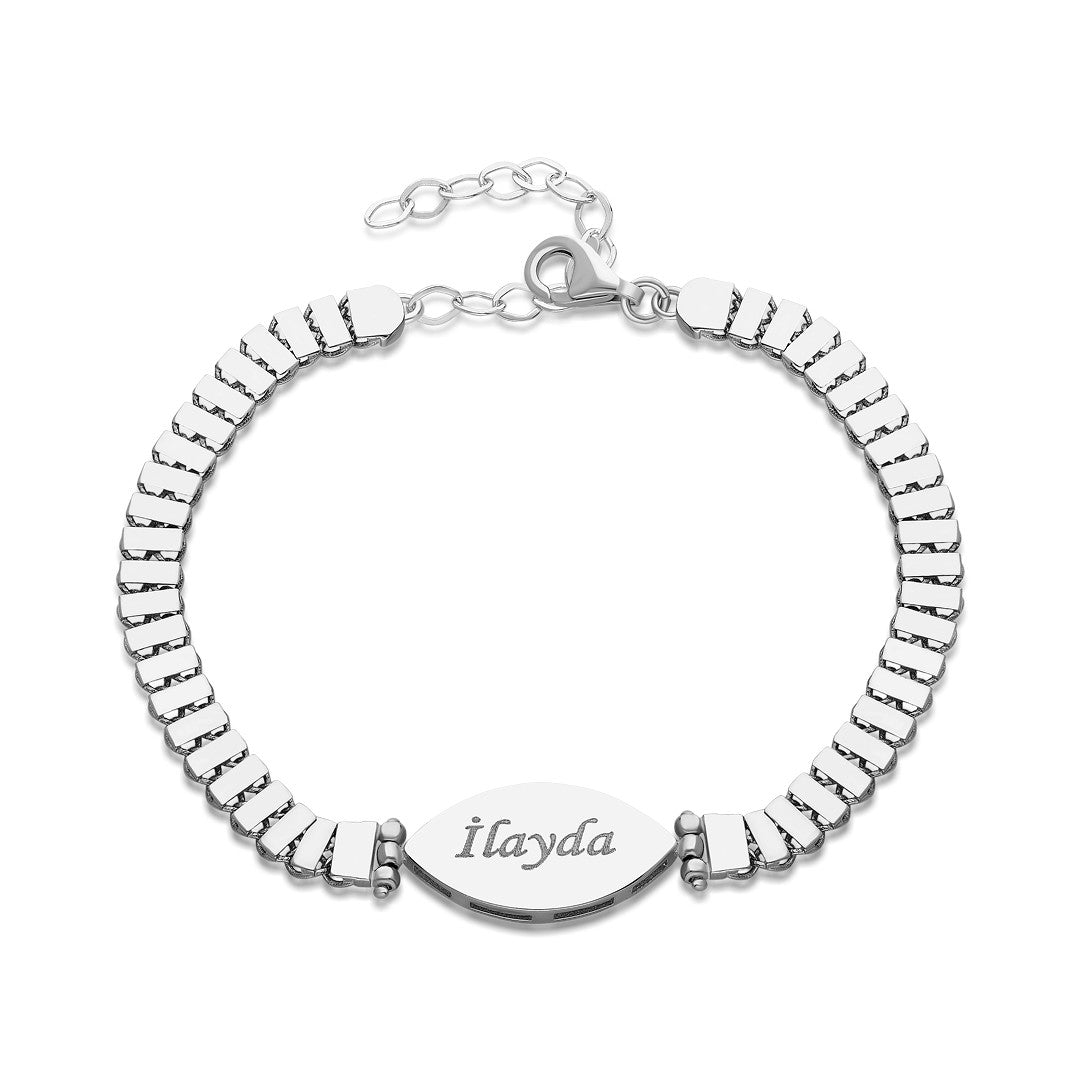 Name Bracelet - Rectangular chain bracelet with oval name