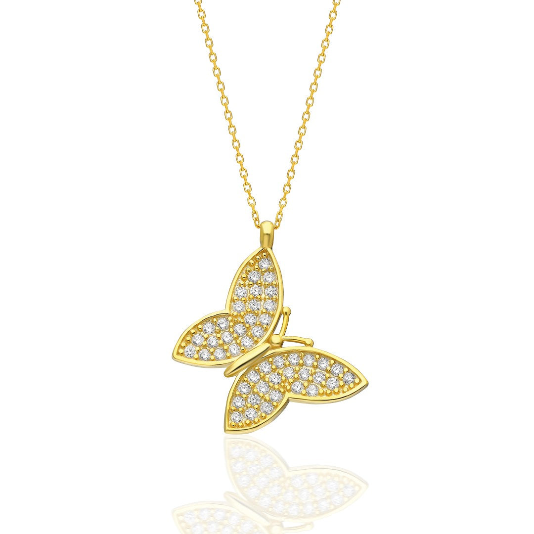 14K GOLD Side Butterfly Necklace