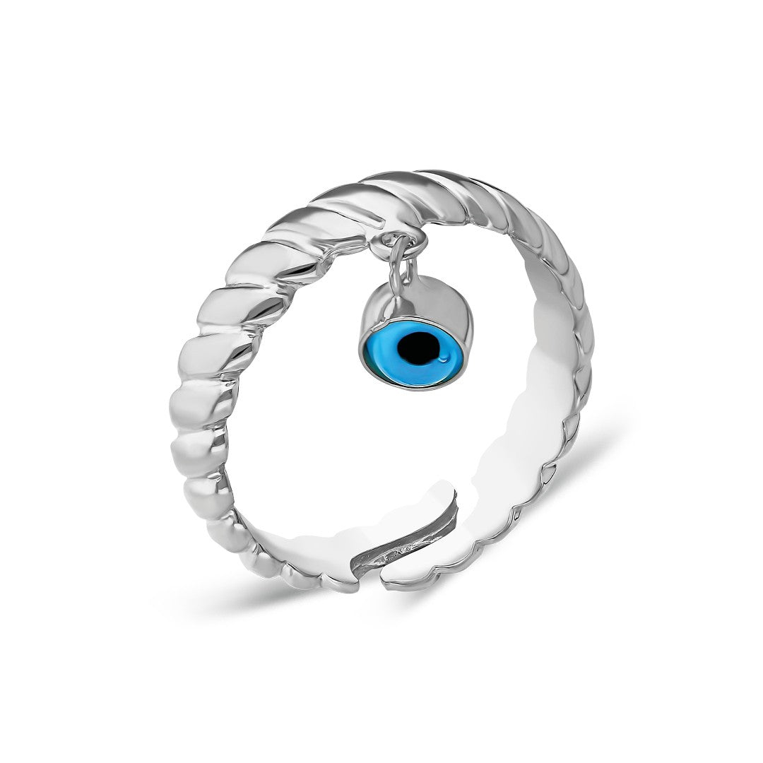 ring with dangling evil eye