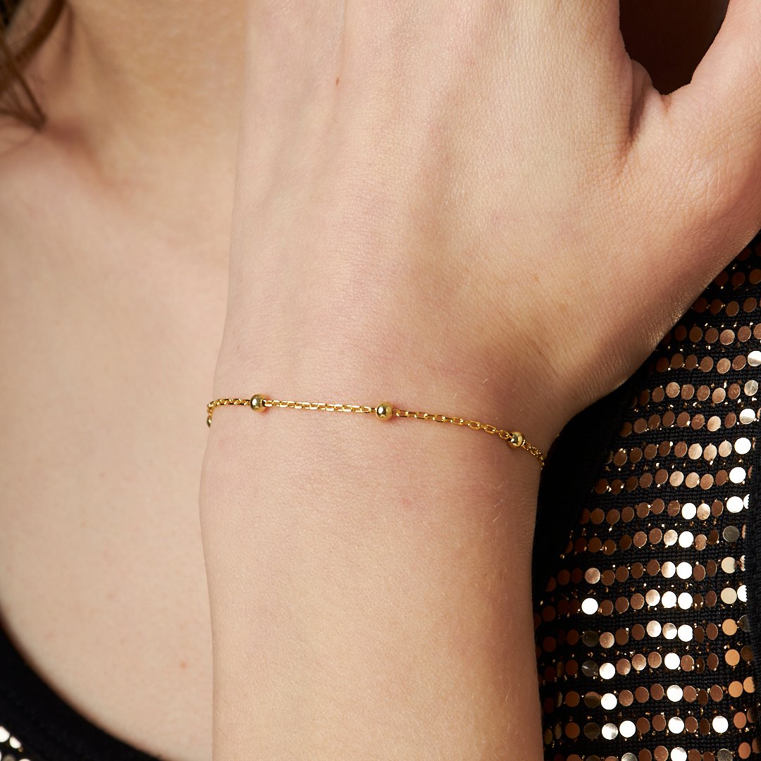 14K GOLD Kugelreihenarmband