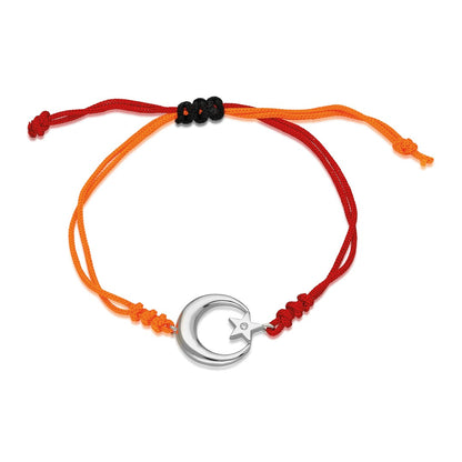 Rot orangefarbenes Seilarmband mit Mondstern