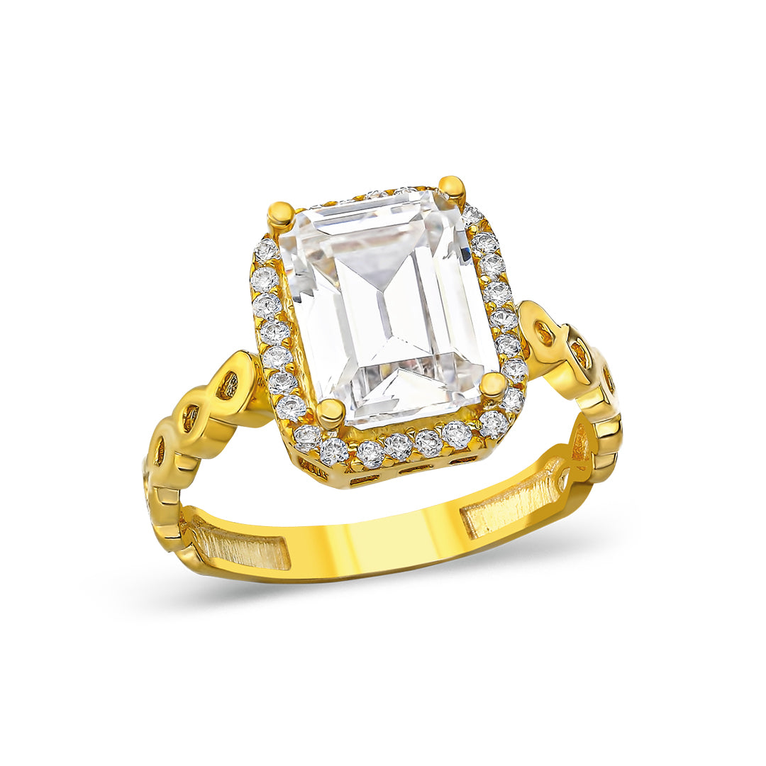 14K GOLD Square Baguette Stone Ring