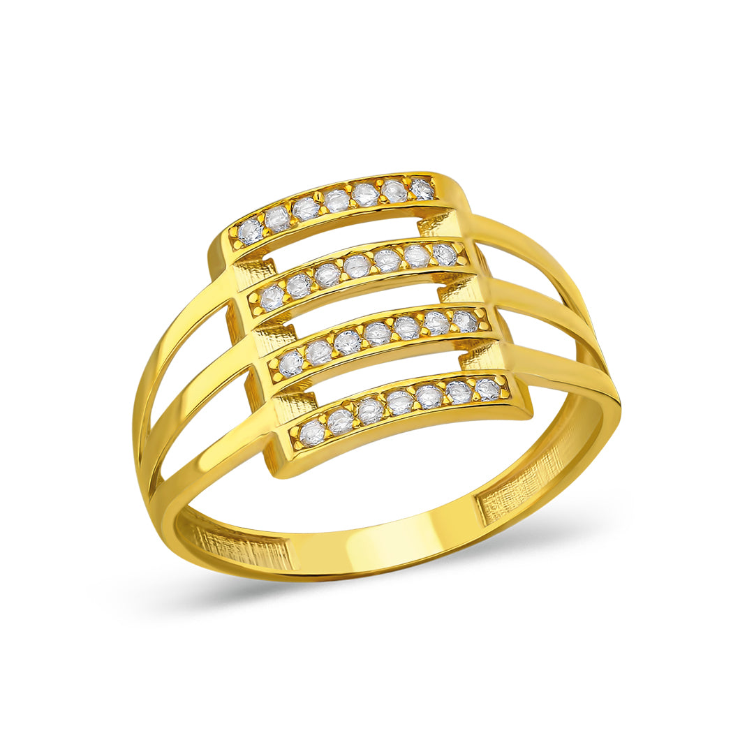 14K GOLD ribbed ring with stone