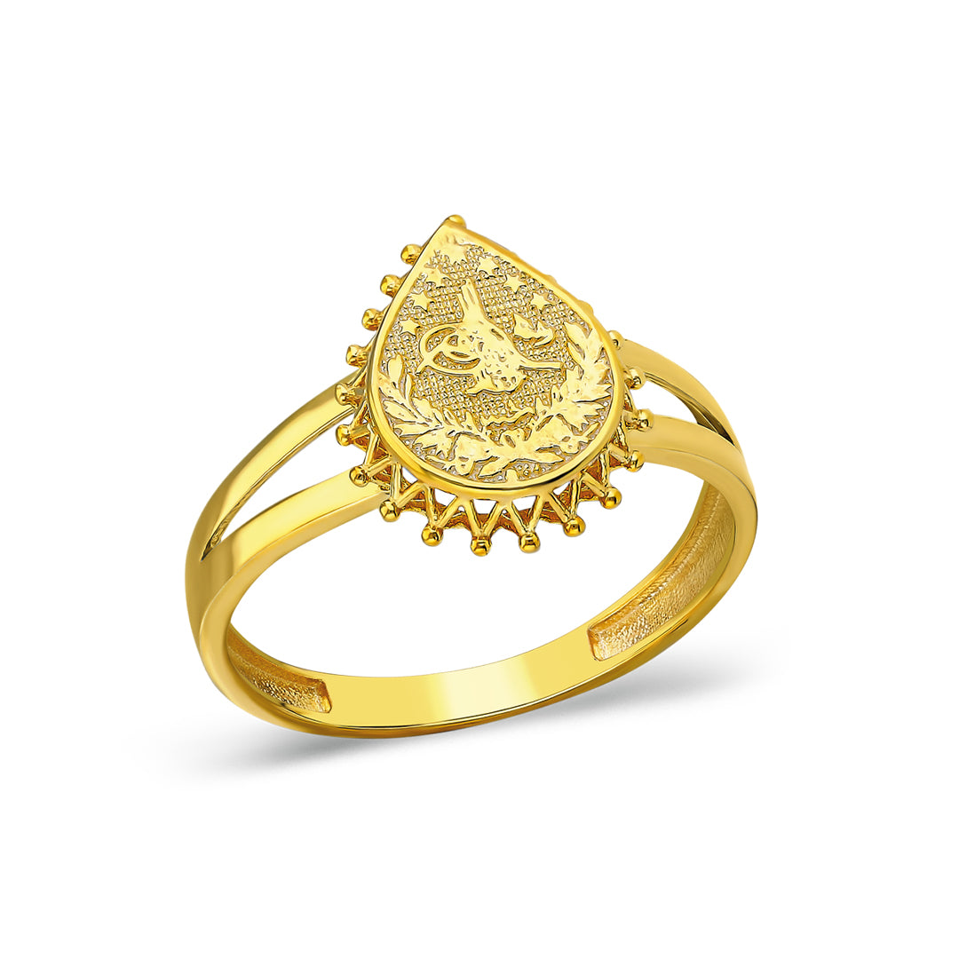 14K GOLD Tropfen Tughra Ring