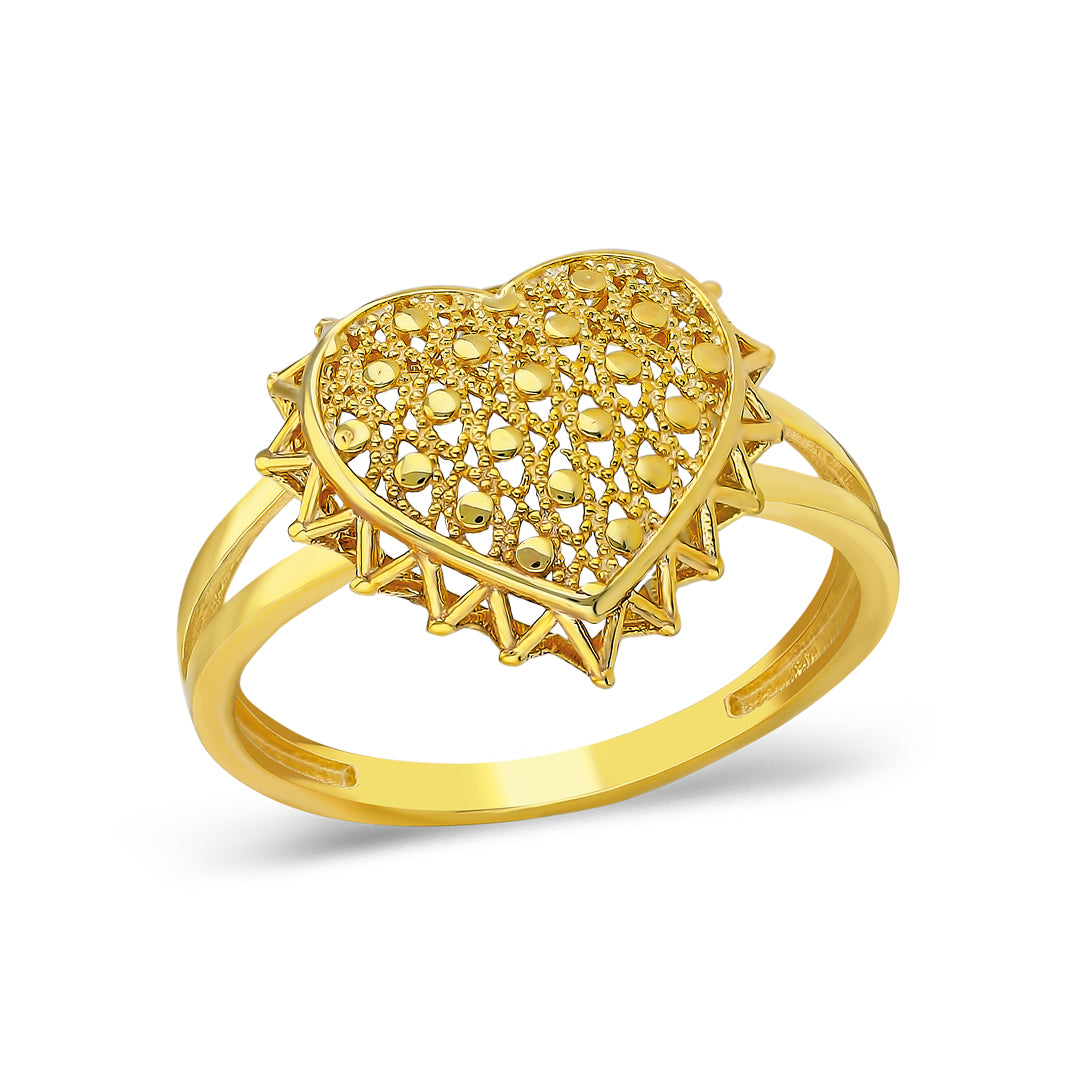 14K GOLD Ausgefallener Ring mit Herz