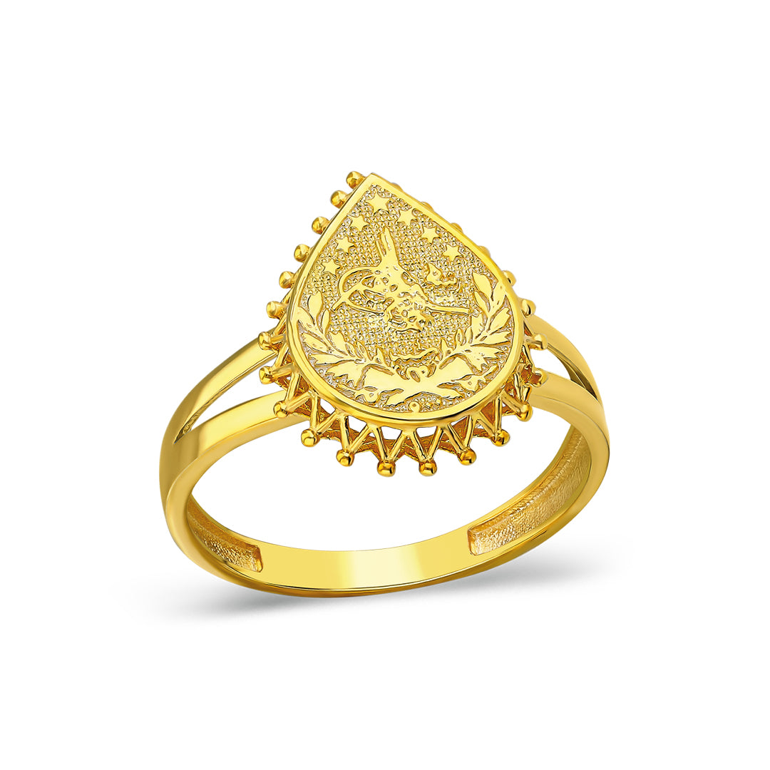 14K GOLD Klassischer Tropfen Tughra Ring