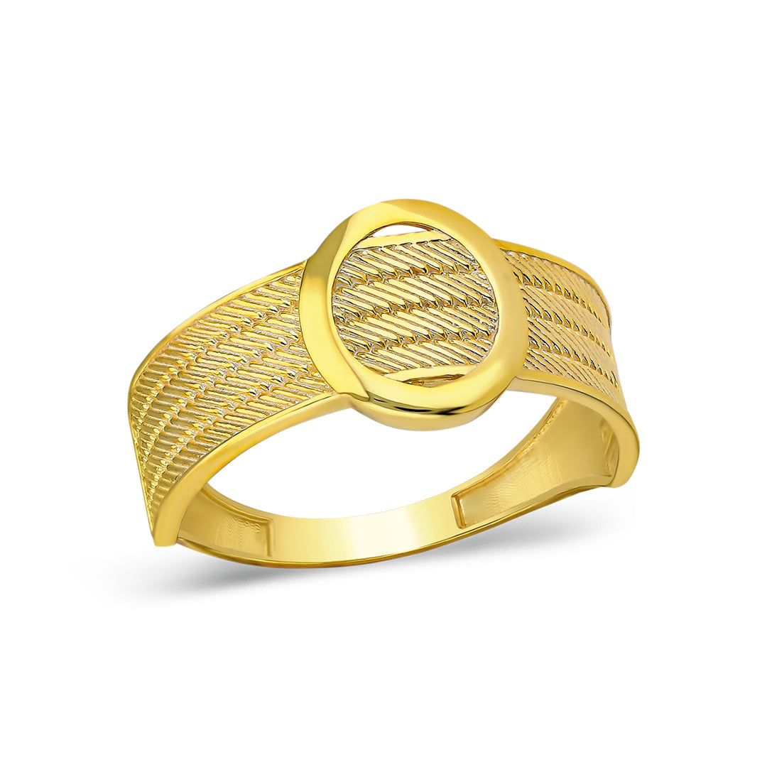 14K GOLD Vierreihiger runder Strohring mit Details