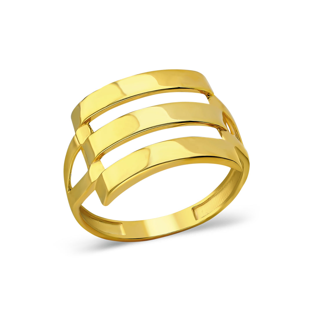 14K GOLD Dreireihiger Rippenring