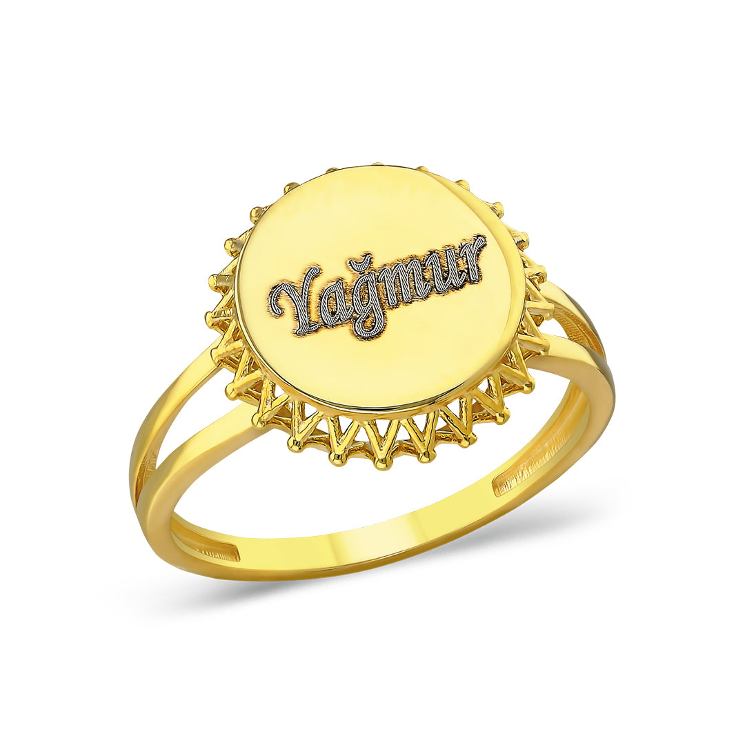 14K GOLD ring without stones with name inscription