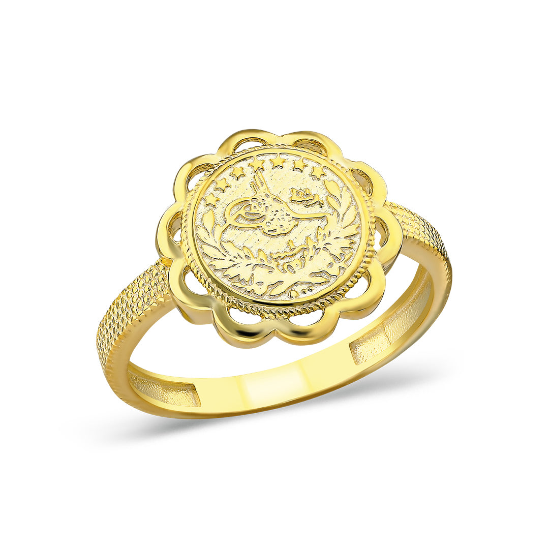 14K GOLD Monogram Flower Model Ring