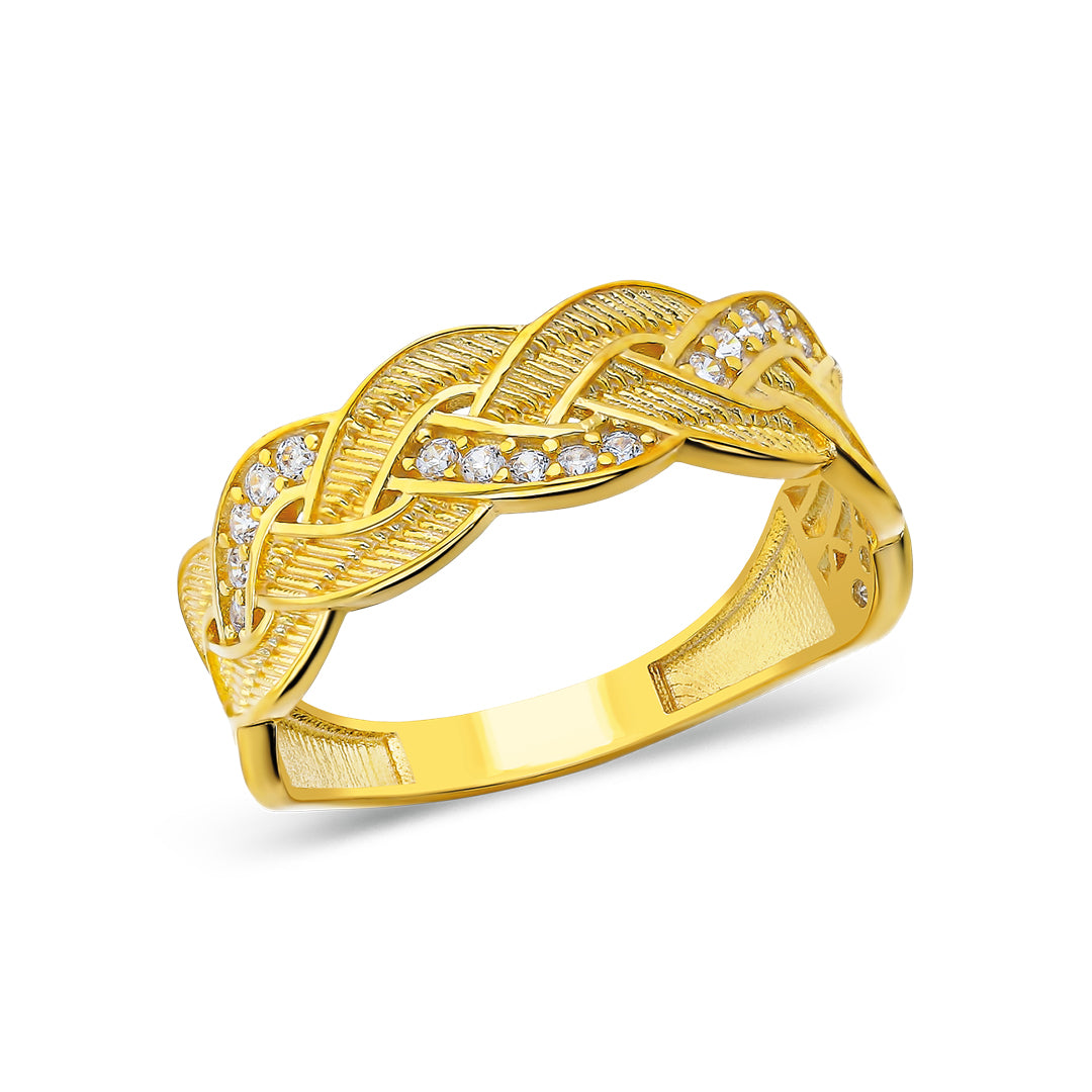 14K GOLD Weidenmodell Ring mit Steinen